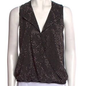 Y2K shine studded L'AGENCE XS Black Silk Studded Tank Top clean girl bling!